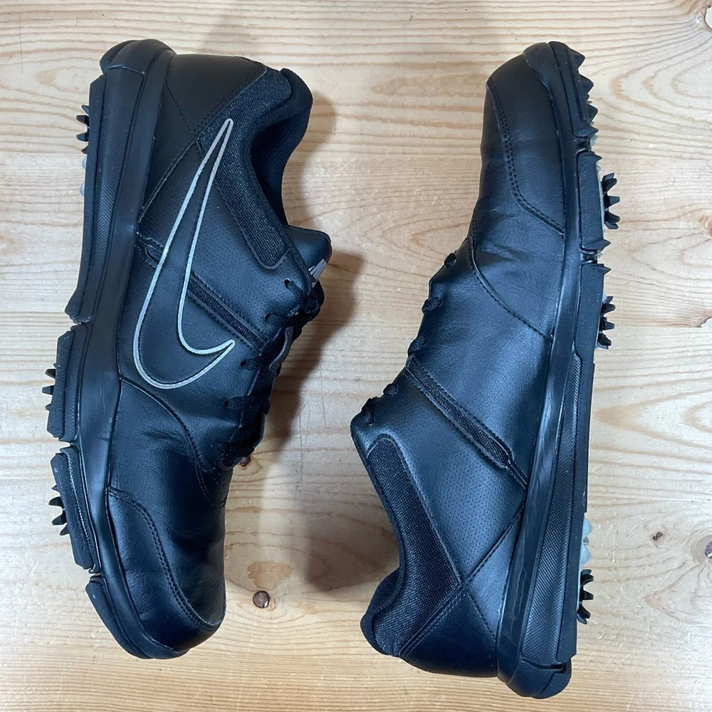 Nike Durasport 4 Golf Shoes Men's 13 Black Metallic Silver Leather 844550 001